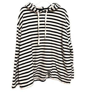 Ava & Viv Black and White Long Sleeve Striped Hoodie Women's Size 2X